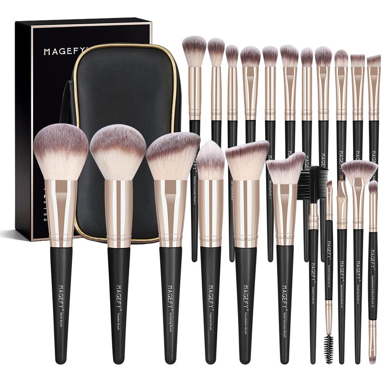 MAGEFY Makeup Brushes, 22 Pcs Professional Premium Synthetic Makeup Brush Set with Case, Foundation Eyeshadow Brush Travel Make up Brushes Set
