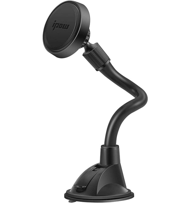 IPOW Long Arm Universal Magnetic Cradle Windshield Dashboard Cell Phone Mount Holder with 4 Metal Plates, Soft Firm Goos