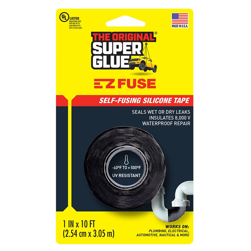 Super Glue The Original 15408 E-Z Fuse Tape, black, 1 inches width x 10 feet length Black 1 Count (Pack of 1)