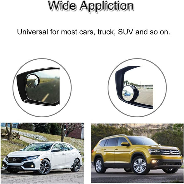 KEWAYO 2 Pack Automotive Blind Spot Mirrors, Small round Convex Adjustable 360Â°Rotate Wide Angle Car Rear View Mirror for All Universal Vehicles