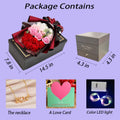 EIGHTOWN Roses Bouquet Artificial Flower - Preserved Red Rose Flowers with Love Necklace for Her - Unique Gifts Valentine's Day, Mother's Day,