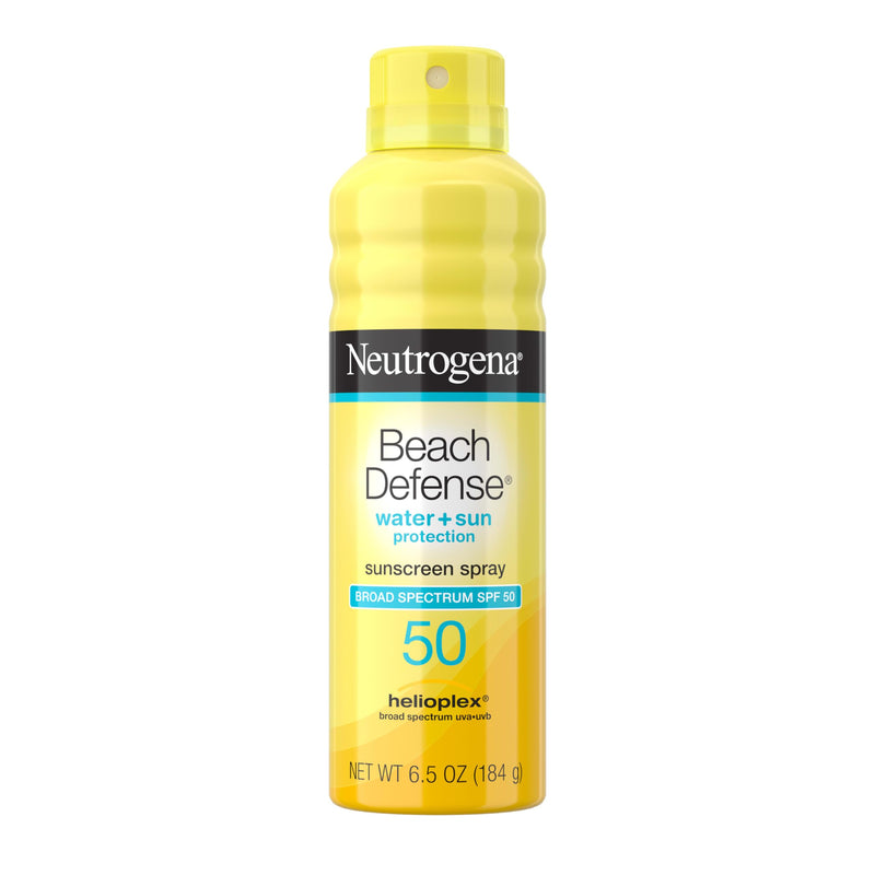 Neutrogena Beach Defense Sunscreen Spray Broad Spectrum SPF 50, 6.5 Oz, Water Resistant, Fast Absorbing, Oxybenzone Free, Lightweight Sun