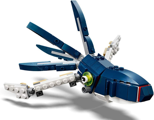 LEGO Creator 3 in 1 Deep Sea Creatures, Transforms from Shark and Crab to Squid to Angler Fish, Sea Animal Toys, Gifts for 7 Plus Year Old Girls