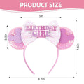 RAZKO Pink Minnie Ears Hair Accessory, Mouse Headband for Women Girls (Birthday Girl-Pink M)