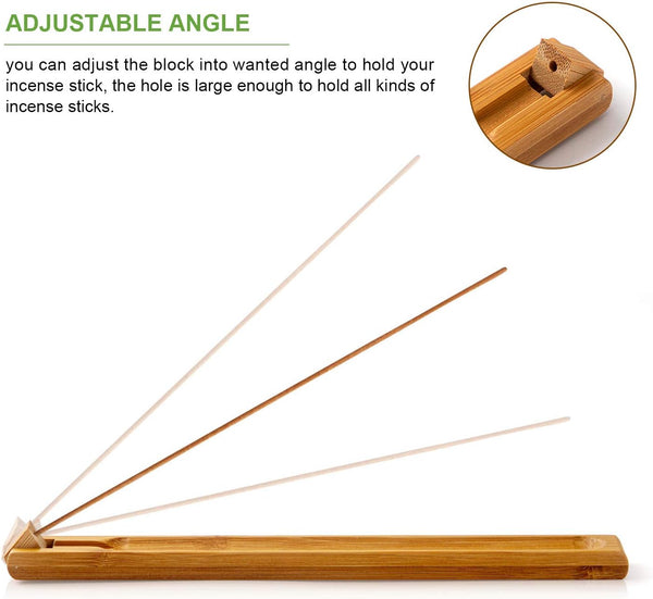 Bamboo Wood Incense Holder for Sticks with Adjustable Angle, Incense Burner with Ash Catcher, 9.8 Inches 1