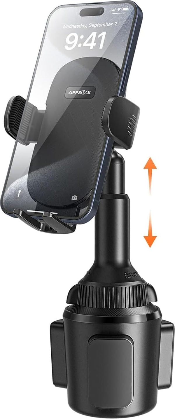 Apps2Car Universal Car Cup Phone Holder | Quick Extension Long Arm | 360ÃÂ° Swivel | Adjustable for Iphone, Samsung, Google, and All Smartphones |