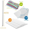 300Pcs 6 Inch(4MM DIA) Cake Pops Sticks,Lollipop Sticks, Cake pop Bags and Wrappers Chocolates and Cookies Set Including 100 Parcel Bags, 100