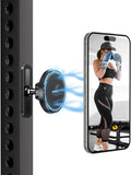 APPS2Car Gym Magnetic Phone Holder, Aluminum Alloy Base & Ball Joint, Black | 360° Adjustable Dual Magnet Phone Mount for MagSafe, Attach to Metal