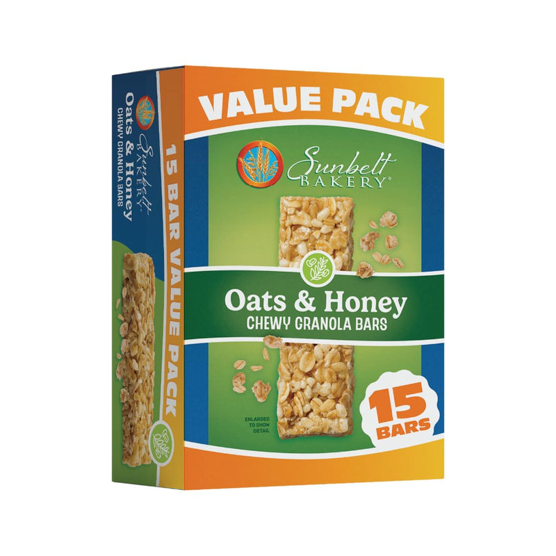 Sunbelt Bakery Oats & Honey Chewy Granola Bars, 14.26 Oz. 15 Count (Box of 1) Oats & Honey 15 Count (Pack of 1)
