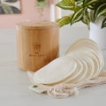 Reusable Hemp Cotton Rounds 15-Pack with Bamboo Storage Box – Ultra-Soft Organic Face Pads for Makeup Removal, Skincare Accessories, and