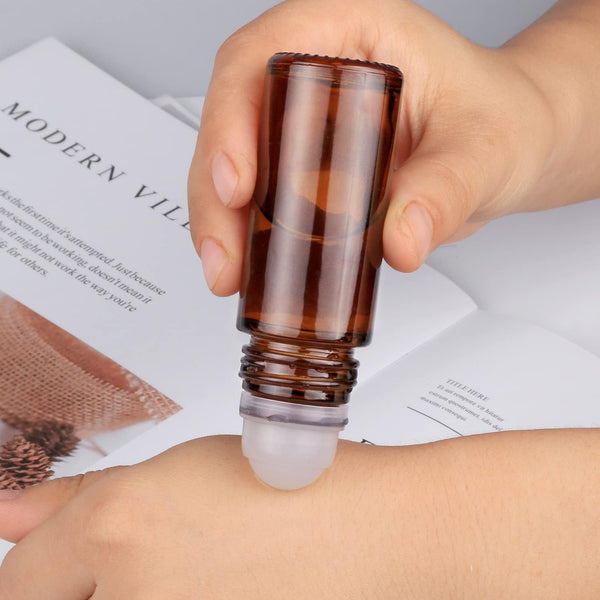 3 Pc Brown 30ml Glass Essential Oil Roller Bottles Refillable Roll on Bottles Empty Deodorant Bottle Containers Rollerball Bottles Beauty and