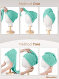 Hicober Microfiber Hair Towel Wrap for Women, Green Purple Grey, 3-Pack Purple,green,grey Large