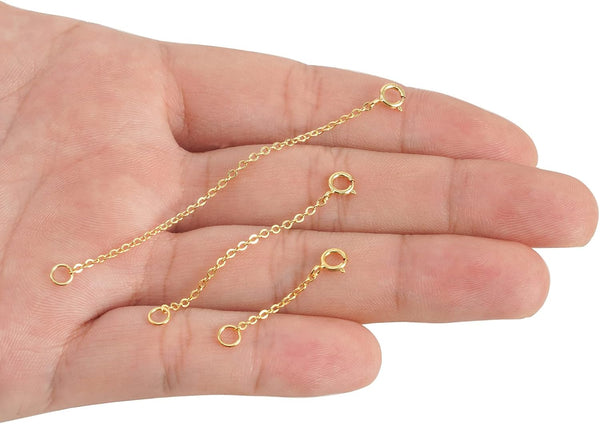 Gold Necklace Extenders 14k Extender Chain 925 Sterling Silver Extension Bracelet Chain Extenders for Necklaces 3 Pcs (1 2 3 Inch)(Gold) 1 2 3