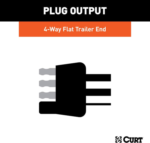 CURT 58030 Trailer-Side 4-Pin Flat Wiring Harness with 12-Inch Wires Pack of 1 Single