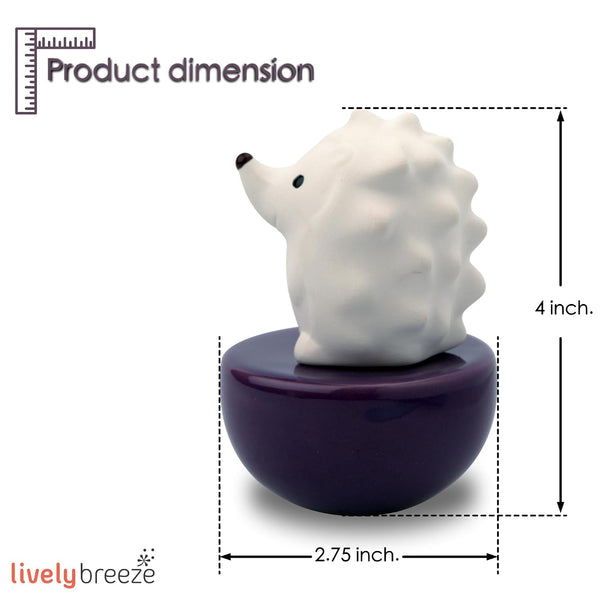 Spiky Hedgehog, Non-Electric Ceramic Diffusers for Essential Oils and Aromatherapy Fragrance, White Ceramic Diffusers in Car or Desk Office Decor