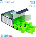 Flents Protechs Quiet Contour Foam Ear Plugs, NRR 33, 10 Pair, Green | Reusable Foam Ear Plugs for Sleeping, Snoring, Loud Noise, Traveling,