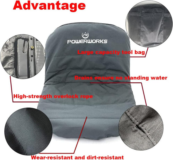 POWERWORKS Weatherproof Deluxe Riding Lawn Mower Seat Cover, Medium, Black
