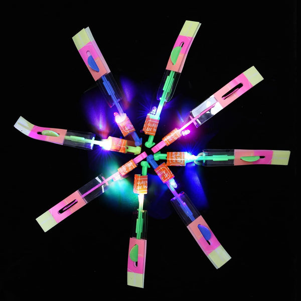 lpvoqpth 25 Sets LED Flying Set, 25 Slingshot+25 Glow Helicopter-50 Pcs, Flying Toy Outdoor Toys Glow in the Dark Party Supplies Party Favors for