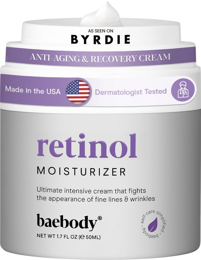 Baebody Made in USA Retinol Cream for Face - anti Aging Face Cream for Fine Lines and Wrinkles - with Jojoba Oil & Vitam