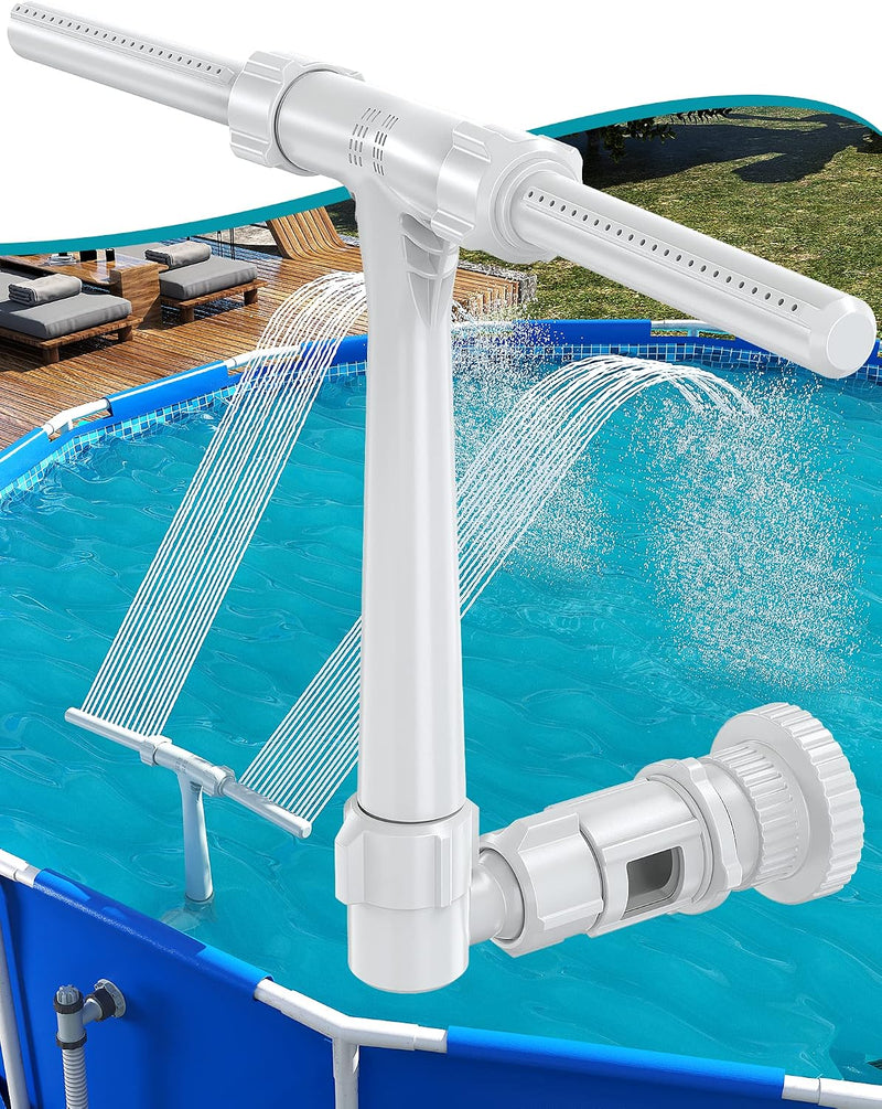 Pool Fountain for above and In-Ground Pools, Adjustable Dual Spray Waterfall Sprinkler Cooler for Pool, Swimming Pool Spa Water Fountain,