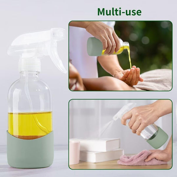 HOMBYS 8 Oz Empty Clear Glass Spray Bottles with Silicone Sleeve Protection Refillable Containers for Cleaning Solutions, Essential Oils, Misting