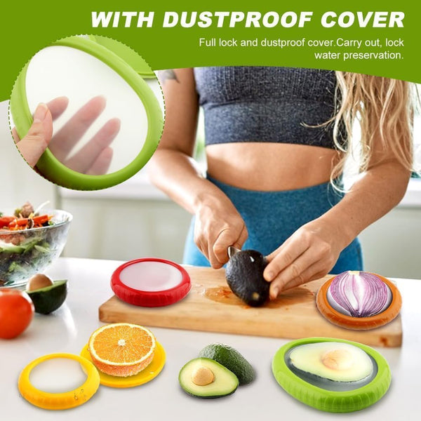 T-Raputa Avocado Saver and Tomato Holder - Set of 4 Reusable Storage Containers for Fridge - Ideal for Garlic, Onions, Lemons, and Potatoes Red,