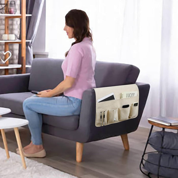 Remote Control Holders for Armchairs, Couch Caddy, Featuring Non-Slip Bases | 5 Pockets Bedside Storage Pocket for TV Remote Holder, Phone Tablet