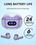 Purple Wireless Earbuds P1 PRO, Earphones Wireless Bluetooth Headphones with Clear Call Mics Ear Buds, Comfortable Fit, IPX7 Waterproof Long