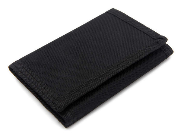 AI-DEE RFID Trifold Canvas Outdoor Sports Wallet for Kids - Front Pocket Wallet with Magic Sticker Black