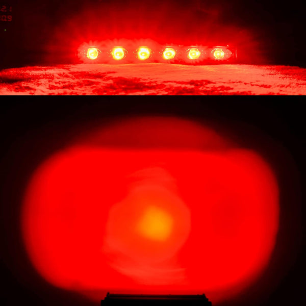 7-inch Red Single Row Off-Road Led Light Bar Pods, Work Driving Fog Lights | 18W/pcs, 36W/Pair, 12V 24V, Ultra-Slim Thin, Waterproof Combo Flood