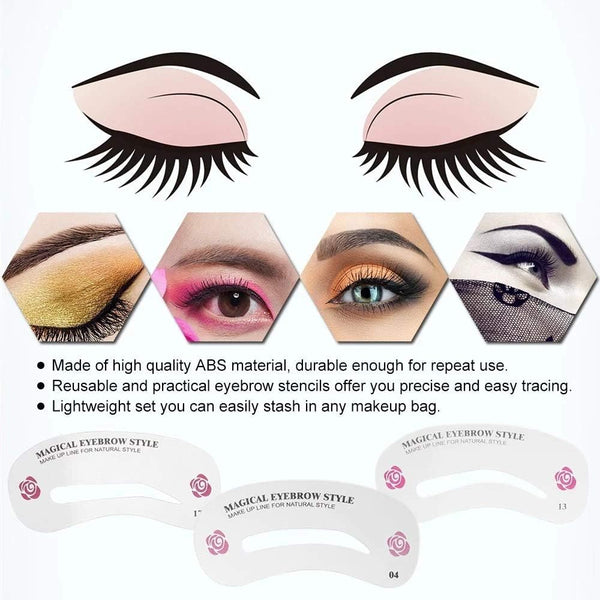 24 PCS Eyebrow Shaping Stencils, Kalolary Eyebrow Grooming Stencil Kit | Shaping Templates DIY Tools for Eyebrows Shaping