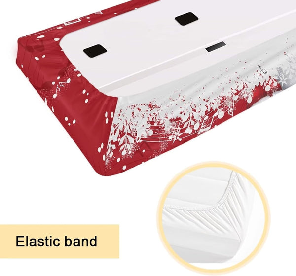 Cute Snowman Santa Piano Keyboard Dust Cover Piano Music Keyboard Dirt Proof Cover Durable Electronic Keyboard Cover Anti-Scratch Piano