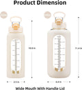 chunmo 32 oz Glass Water Bolttles with Straw Large Motivational Water Bottle with Time Marker Sports Water Bottles with Silicone Sleeve and Handle