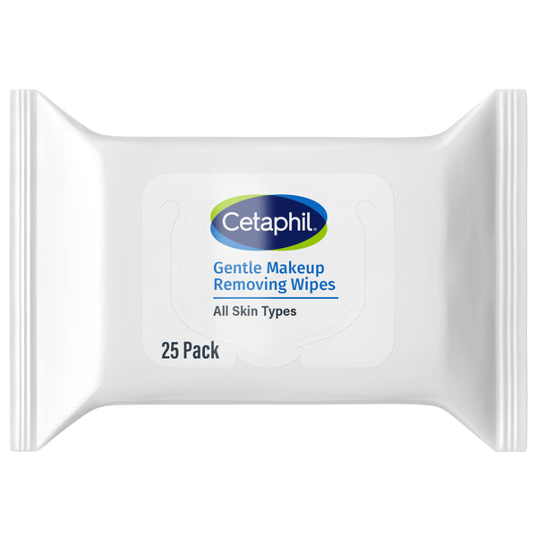 Cetaphil Gentle Makeup Remover Face Wipes, Fragrance Free, 25 Count | Sensitive skin safe, alcohol-free, fragrance-free, daily facial cleansing,