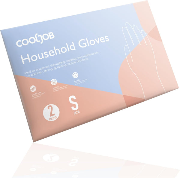 COOLJOB 2 Pairs Thickened Rubber Gloves with Cotton Lining & Non-Slip Grip, Colorful Household Long Lasting Dishwashing Gloves for Kitchen &