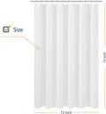 N&Y HOME Longer Shower Curtain Liner Fabric 72 x 75 inches, Hotel Quality, Washable, White Spa Bathroom Curtains with Grommets, 72x75 White 72"W x