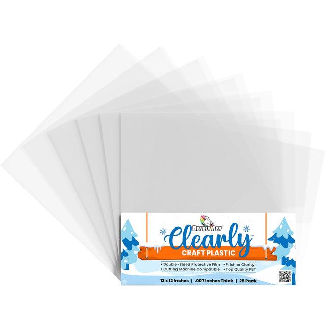Bearly Art Clearly Craft Plastic - Crystal Clear Acetate Sheets for Crafts 12X12 - .007" - BPA Free - Compatible with Cr
