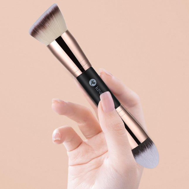 KINGMAS Foundation Makeup Brushes, 2Pcs Premium Double-Ended Makeup Brush (Flat/