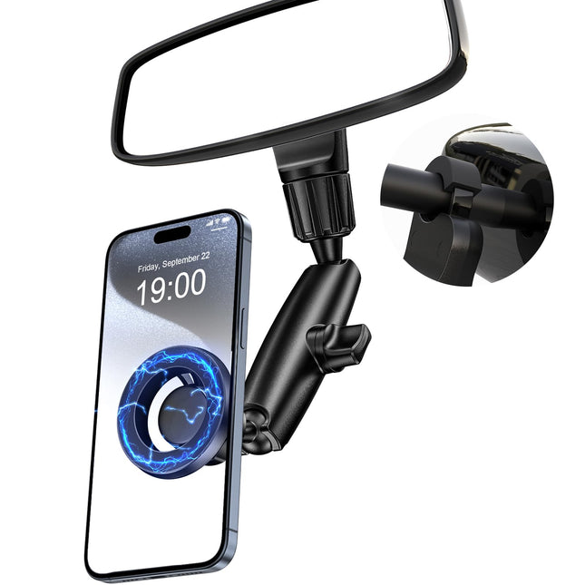 Magnetic Phone Holder for Car, Rear View Mirror Phone Holder, 360Â° Rotating Car Phone Mount, Compatible with Iphone 16/