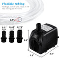 PULACO 400GPH Submersible Pump with 5 ft Tubing, (1500L/H 25W) durable fountain water pump for Pond Fountain, Aquariums Fish Tank, Statuary,