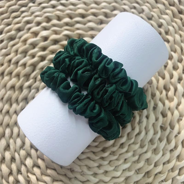 MAXFEEL 100% 22Momme Pure Mulberry Silk Hair Scrunchie Width 1.3cm with Elastic Band Women SIlk Hair Ties (1.3CM-Green-3PCS)