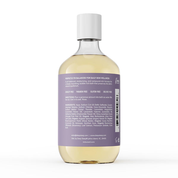 Deep Steep Lavender Chamomile Bubble Bath for Women, Hypoallergenic, Clinically Tested, Clean Formula for Sensitive Skin, Sulfate-Free, 17 fl oz