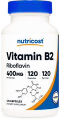 Nutricost Vitamin B2 (Riboflavin) 400Mg, 120 Capsules - Gluten Free, Non-Gmo