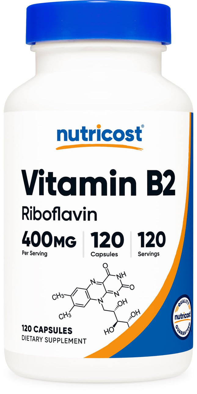 Nutricost Vitamin B2 (Riboflavin) 400Mg, 120 Capsules - Gluten Free, Non-Gmo