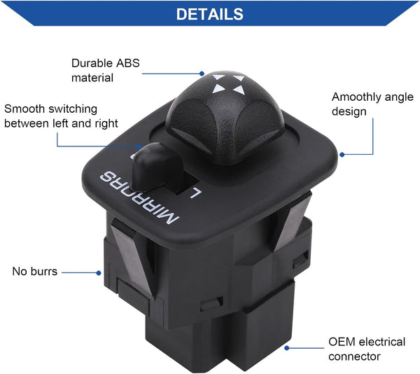 Mirror Control Switch Button Compatible with Ford F150 F250 F350 Excursion Expedition Escort Thunderbird Windstar Lobo Replaces F65Z17B676AB Front