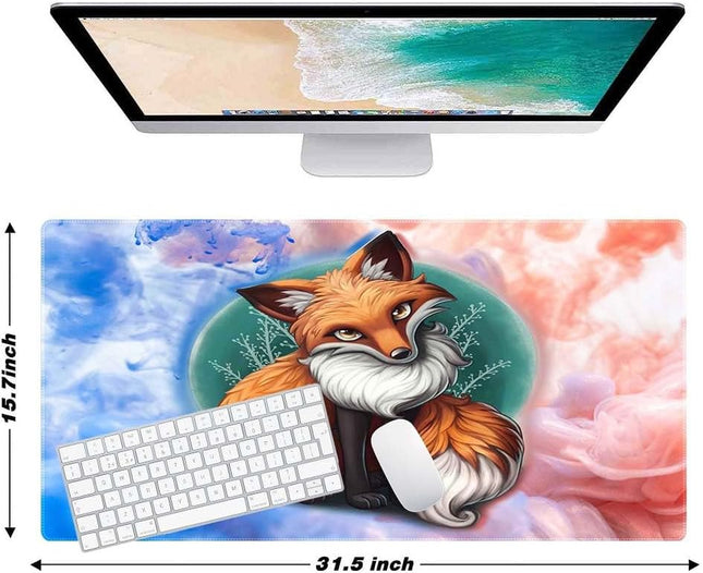 Watercolor Fox Customized Large Extended Gaming Mouse Pad with Stitched Edges an