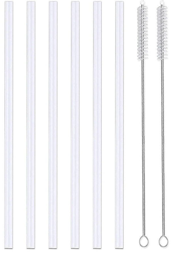 Hydro Flask Replacement Straws Wide Mouth, 6 Pack with 2 Brushes 9.5 Inch 6 Pack - 9.5 Inch