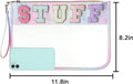 DYSHAYEN Chenille Letter Clear Zipper Pouch for Travel,Nylon Clear Cosmetic Bag,Makeup Travel Bag for Women Girls 11.8 Inches x 8.2 Inches