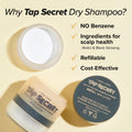 I Dew Care Dry Shampoo - Tap Secret Duo Gift Set, with Black Ginseng, Non-Aerosol, Benzene-Free, Mattifying Root Boosting Powder, No White Cast,