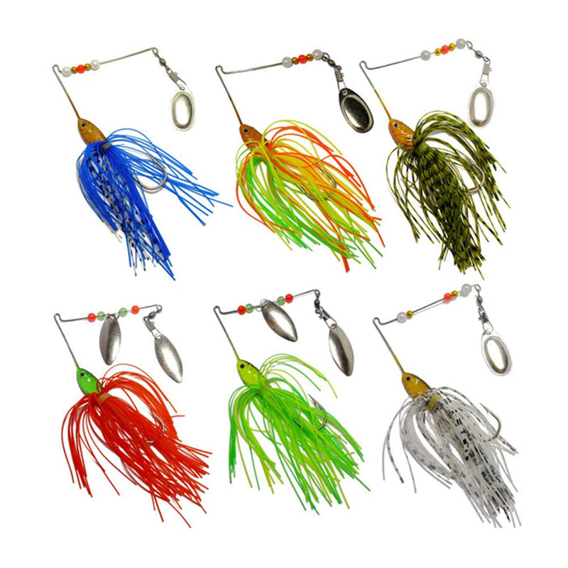 6 Pcs Bass Spinner Baits, Spinner Baits for Bass Fishing Trout Salmon Hard Metal Spinnerbaits